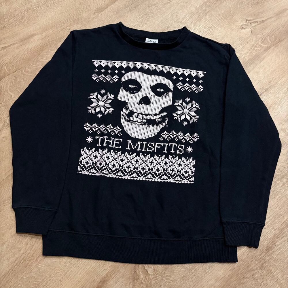 The Misfits Holiday Ugly Christmas Sweater Fair Isle Men's Medium M Black White